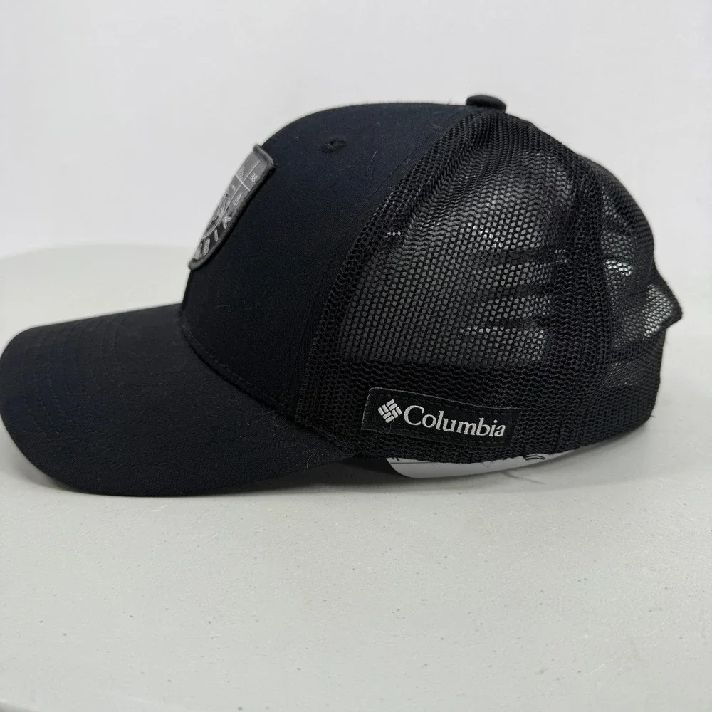 Columbia‎ Trucker Hat Mens Black Mesh Back Mountain Patch Snapback Cap